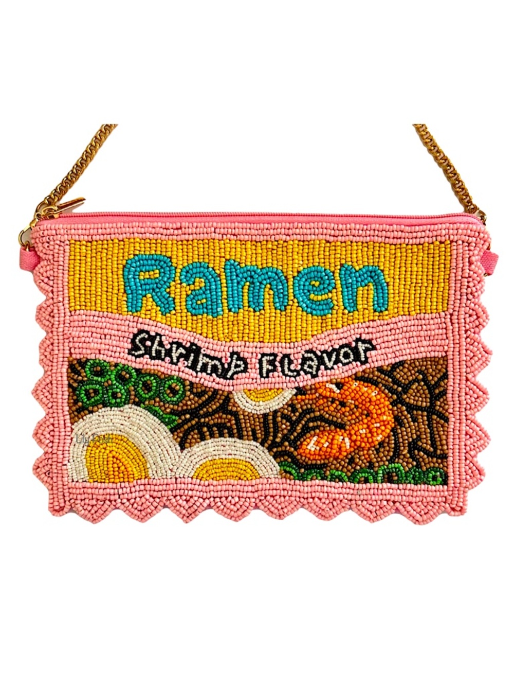 Lily Posh Ramen Crossbody Mini Clutch Phone Bag, Sm. Beaded Bag Shrimp